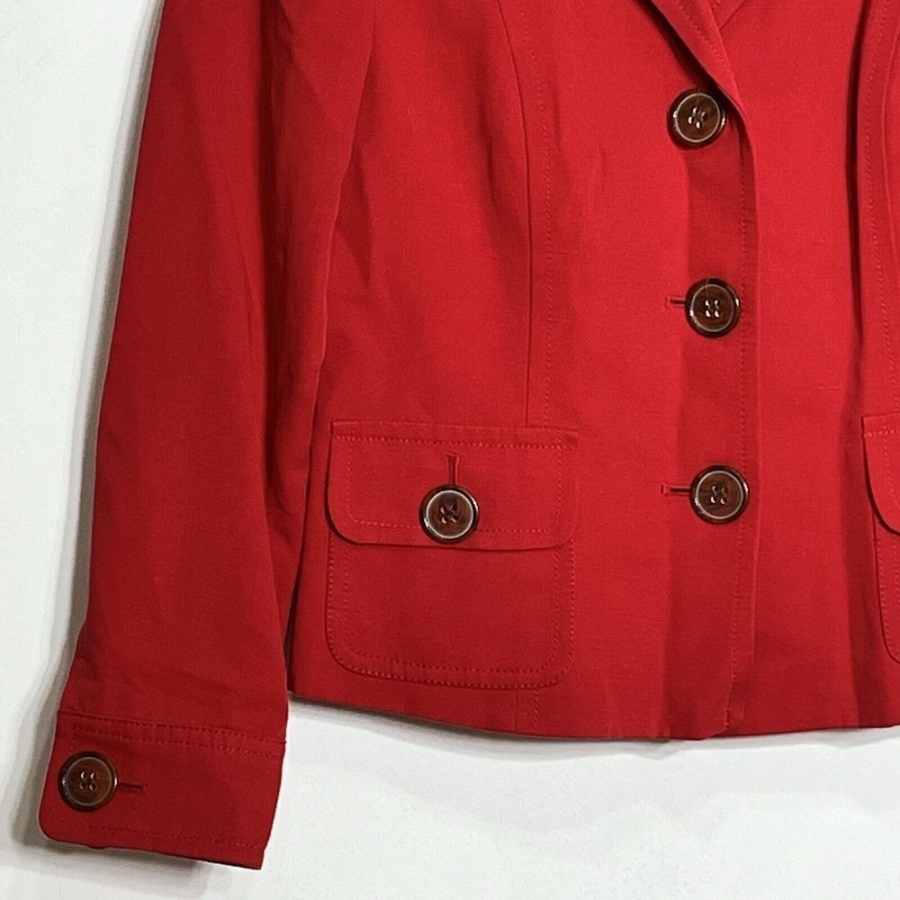 Talbots Petites Red Cotton‎ Linen Blend Blazer Jacket Size 6 - Picture 4 of 8